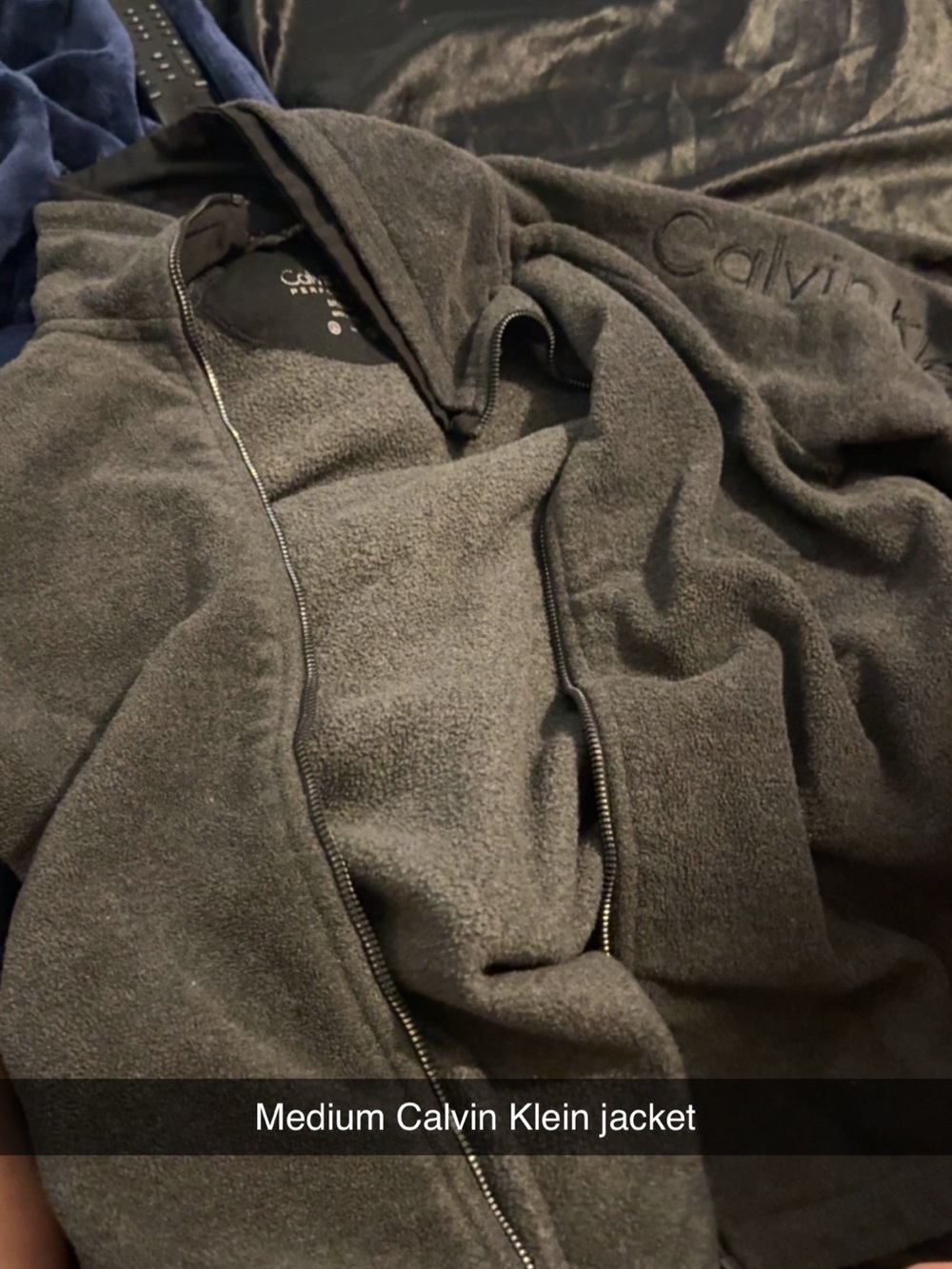 Calvin Klein Men’s Charcoal Gray Zip-Up Fleece Hoodie